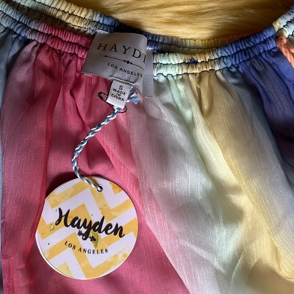 HAYDEN NWT boho off the shoulder, flow rainbow dress - Picture 3 of 8